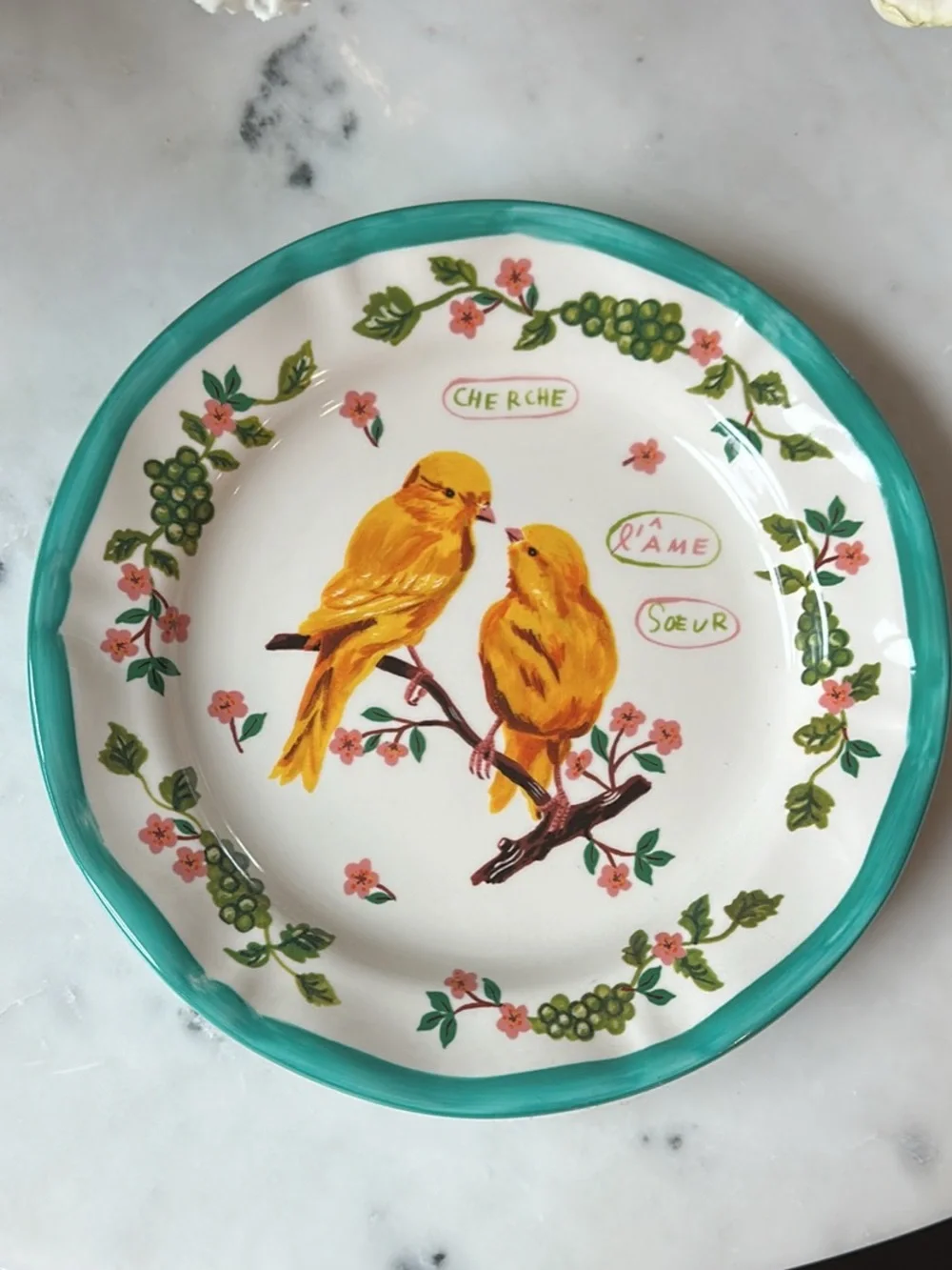 Anthropologie Nathalie Lete Yellow Bird Ceramic Plate